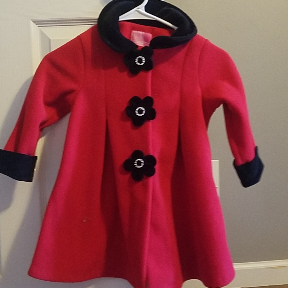 girls size 4 black and red pea coat
